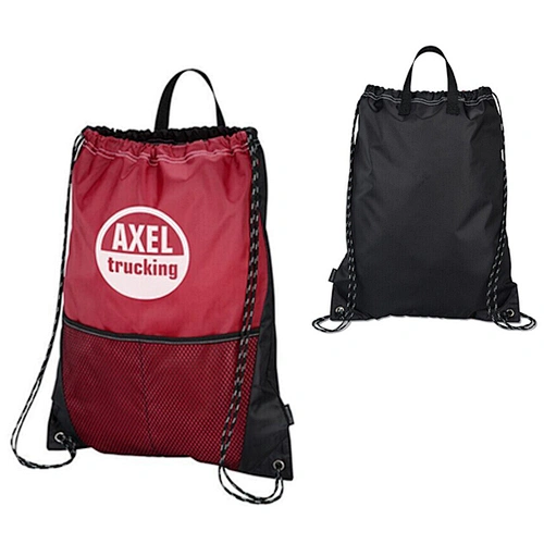 BSCI Wholesale Amazon high quality Drawstring bag custom logo fitness backpack duffle Mesh Pocket Drawstring gym bag