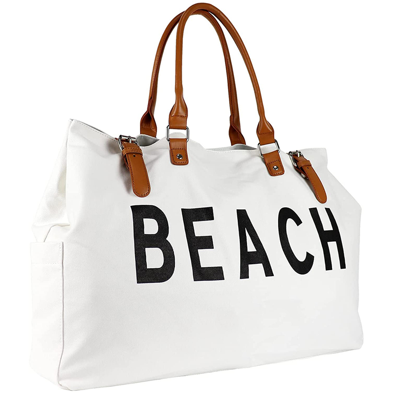 Wholesale Custom Personalized 2022 New Design Large Waterproof Sand Proof Women Summer Canvas Tote Beach Bag