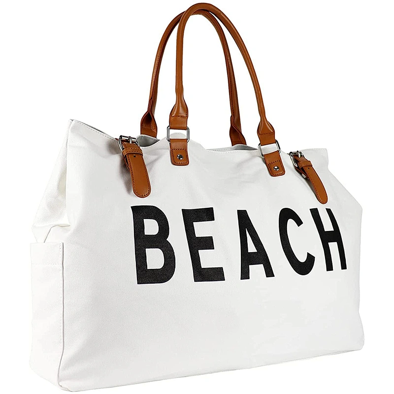 Wholesale Custom Personalized 2022 New Design Large Waterproof Sand Proof Women Summer Canvas Tote Beach Bag