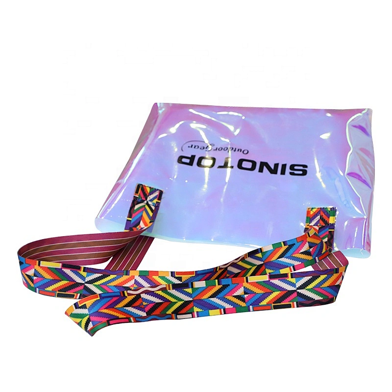 Custom Print Female Holographic Transparent PVC Handbags Women Beach Bag Bolso Hologram Laser Clear Tote Shopping Bag With Logo