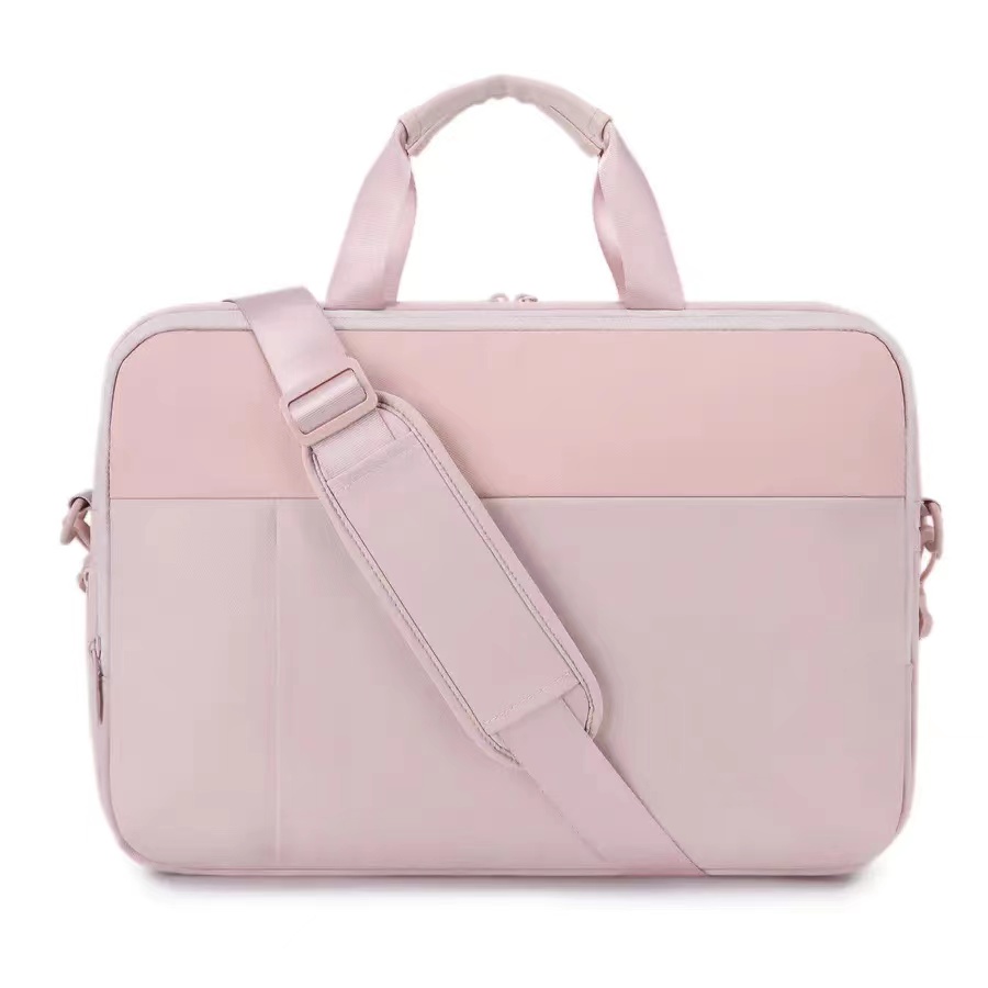 BSCI Wholesale Amazon lightweight business bags Factory custom women 15.6 inch pink briefcase laptop shoulder bag