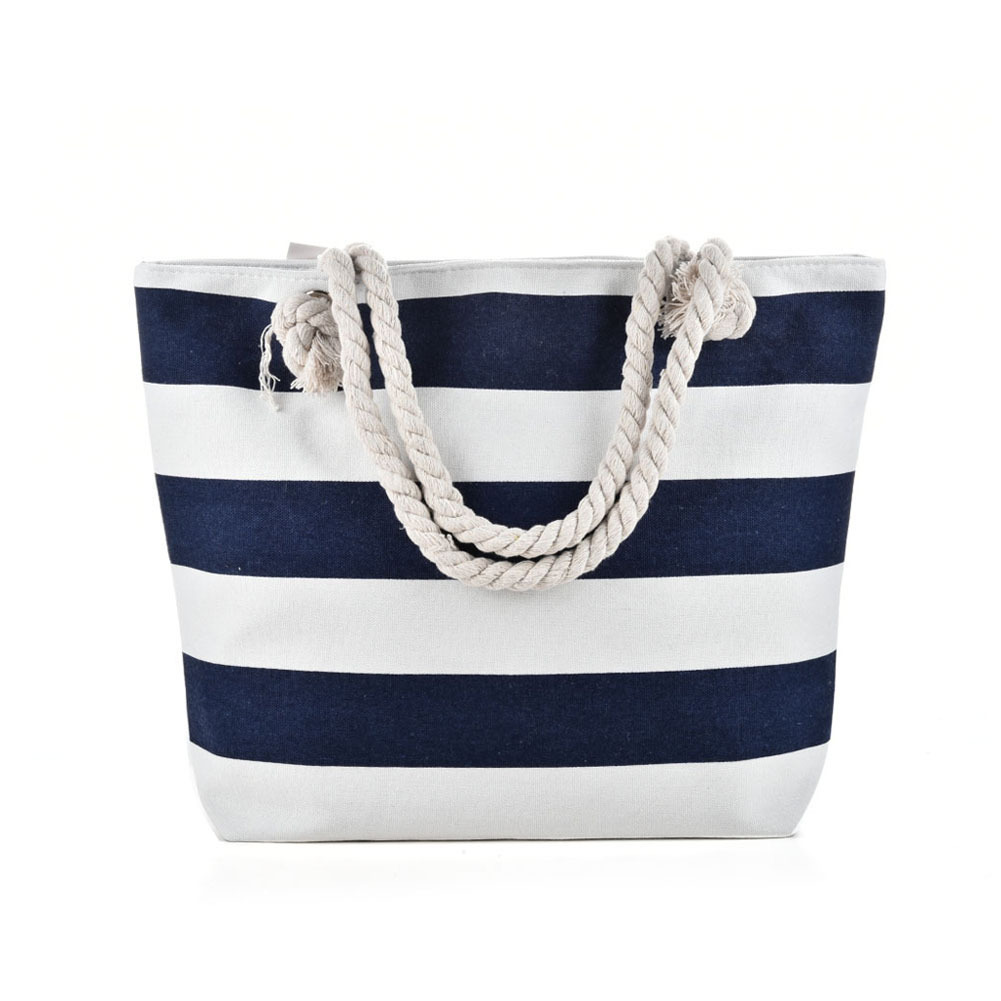 BSCI Wholesale Amazon High Quality Oversize women big compartment beach bag lady canvas tote handbags with cotton ropes