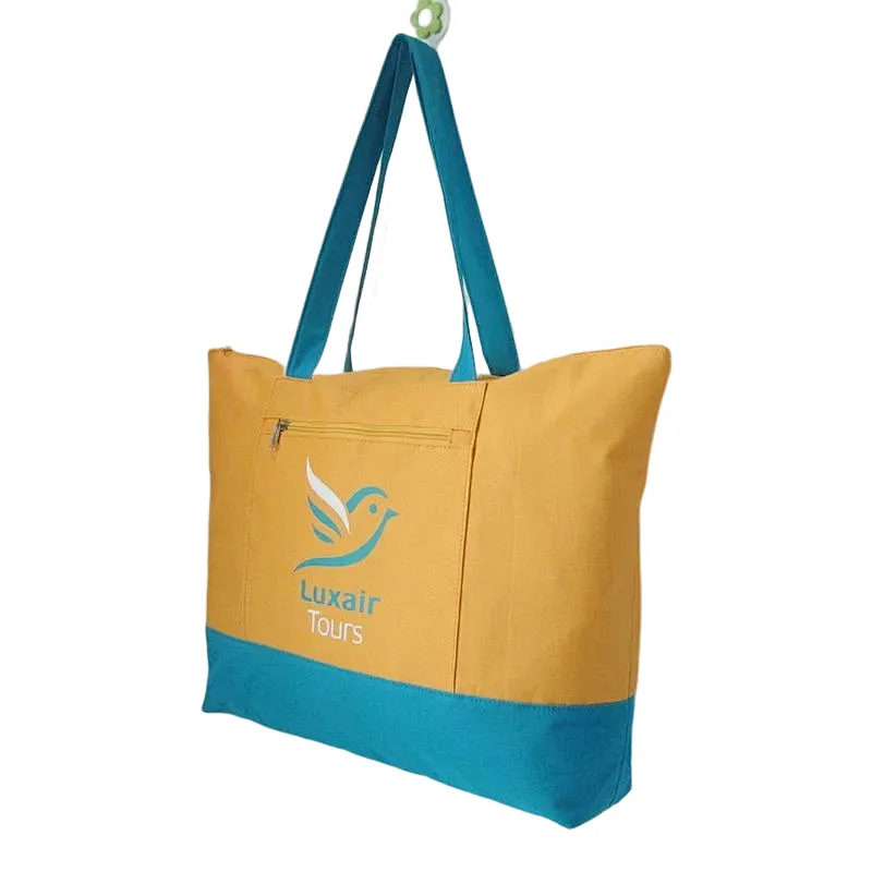 BSCI large polyester promotional beach tote bag plain fashion
