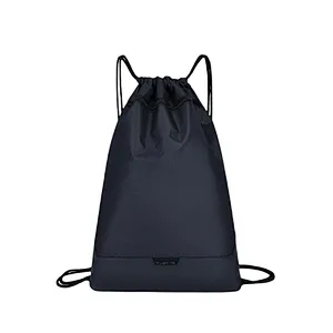 BSCI Wholesale custom logo printed lightweight draw string pocket travel shopping school life folding college bag unisex drawstring backpack