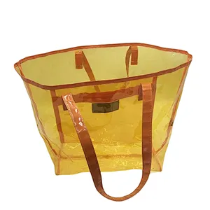 Wholesale Women's Custom Large Black Beach Plastic Transparent  Pvc Waterproof Shoulder Bag