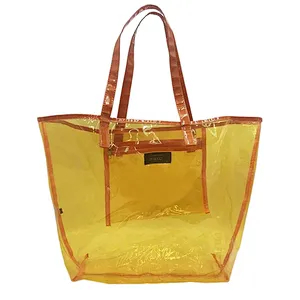 Wholesale Women's Custom Large Black Beach Plastic Transparent  Pvc Waterproof Shoulder Bag