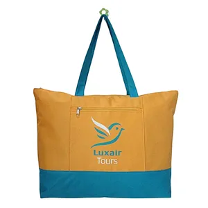 BSCI large polyester promotional beach tote bag plain fashion