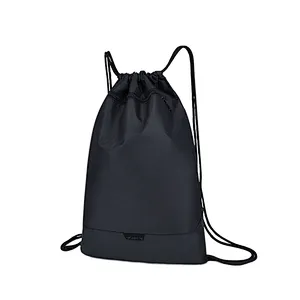 BSCI Wholesale custom logo printed lightweight draw string pocket travel shopping school life folding college bag unisex drawstring backpack