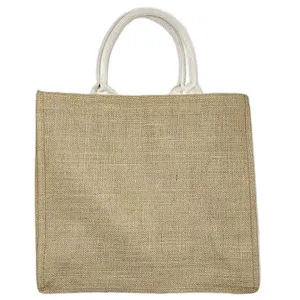 Wholesale High quality 100% jute laminated PU backing jute shopping  beach bag custom
