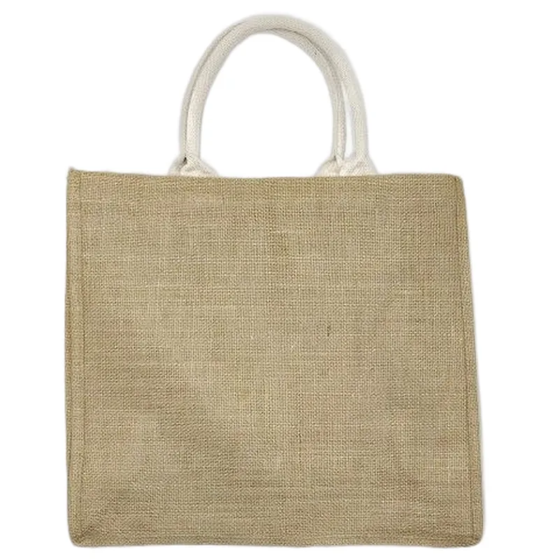 Wholesale High quality 100% jute laminated PU backing jute shopping  beach bag custom