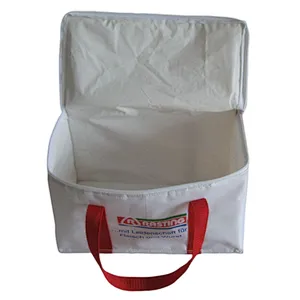 White 420D polyester cooling bag for food deliver