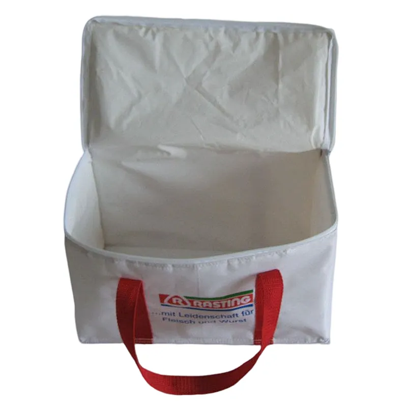White 420D polyester cooling bag for food deliver