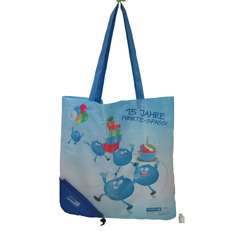 folding recycle tote bags folds into a drawstring closure pouch for shopping folding bags  folds into a drawstring closure pouch