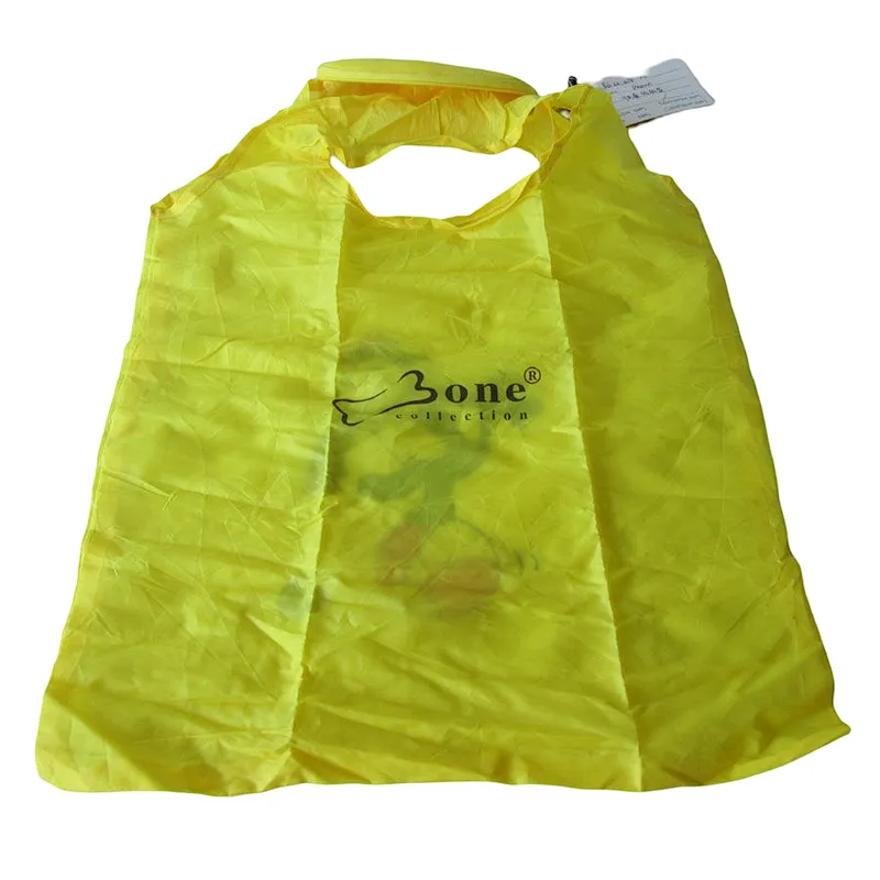 Custom reusable foldable shopping bag with banana pouch