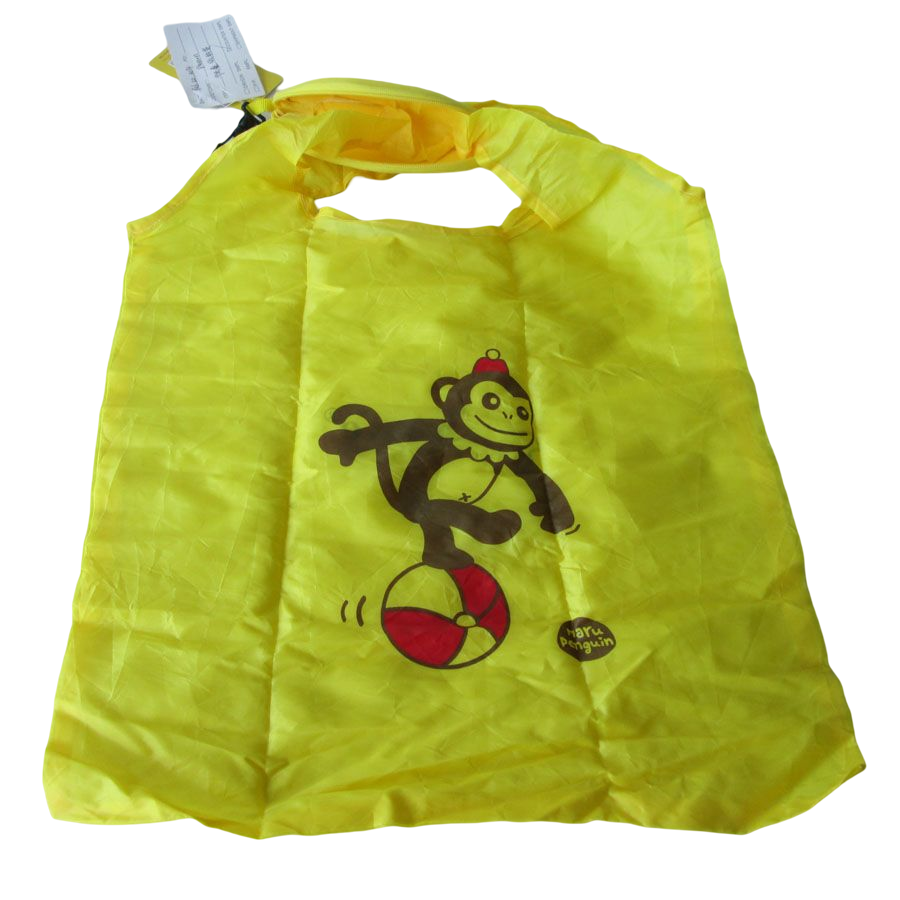 Custom reusable foldable shopping bag with banana pouch