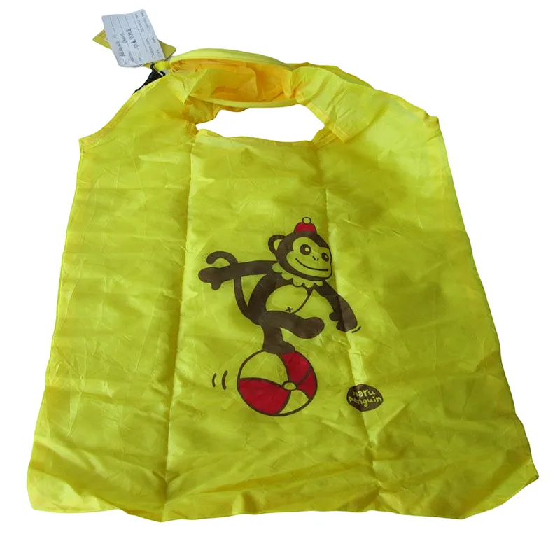 Custom reusable foldable shopping bag with banana pouch