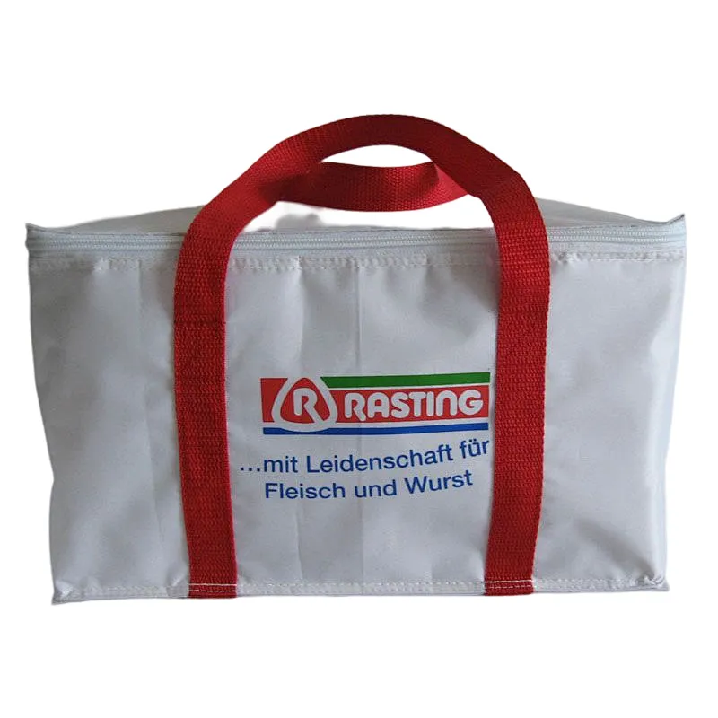 White 420D polyester cooling bag for food deliver