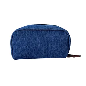 Denim  travel  cosmetic bags cases with zipper
