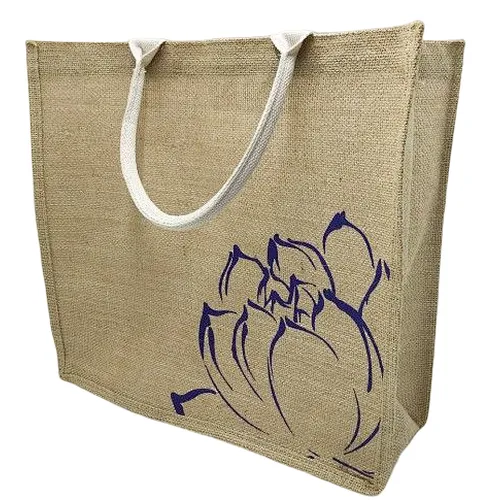 Wholesale High quality 100% jute laminated PU backing jute shopping  beach bag custom