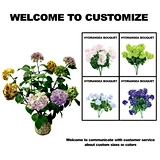58cm Custom Artificial Silk Fabric Hydrangea Evergreen for Indoor Decor Landscaping Office Living Room