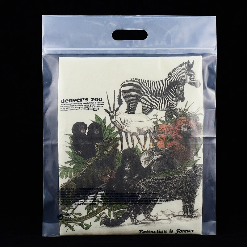 Custom biodegradable plastic bottom gusset ziplock bag with handle