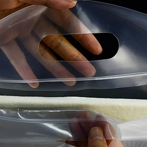 Custom biodegradable plastic bottom gusset ziplock bag with handle