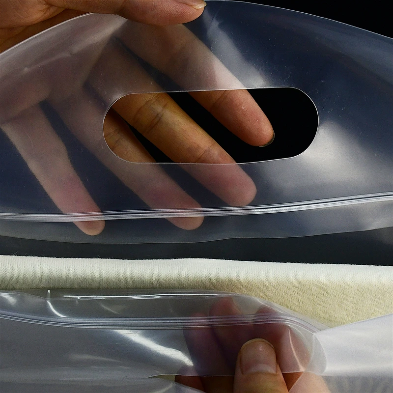 Custom biodegradable plastic bottom gusset ziplock bag with handle