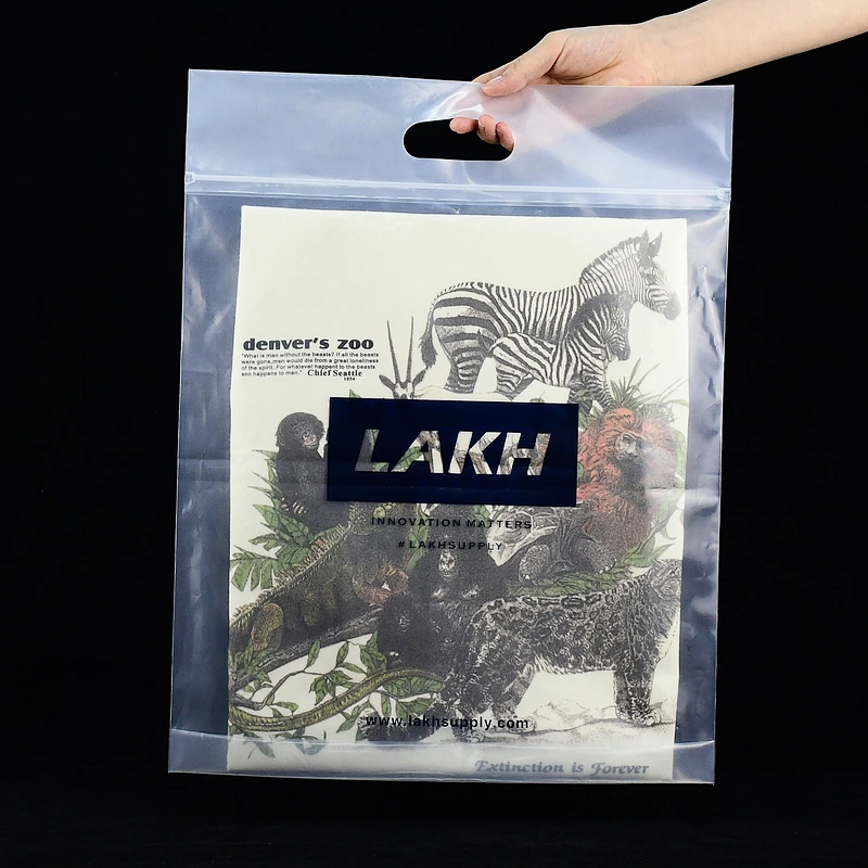 Custom biodegradable plastic bottom gusset ziplock bag with handle