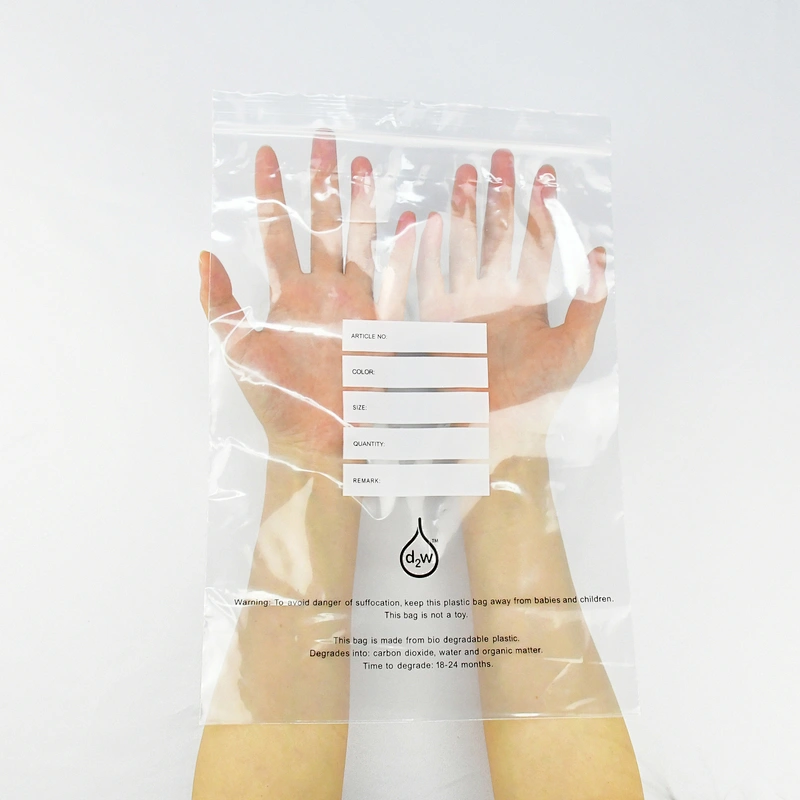 Custom d2w biodegradable plastic ziplock bags