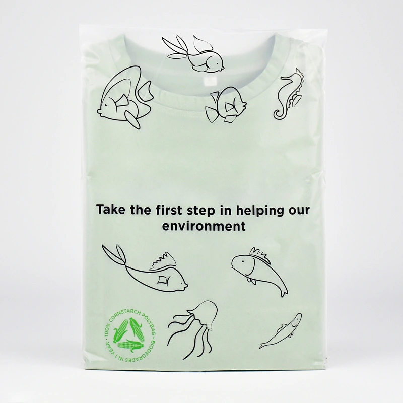 Custom pla biodegradable self adhesive corn starch compostable bag