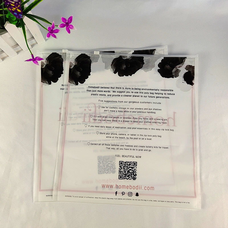 Wholesale zipper bag for clothing custom frosted zipper bags d2w biodegradable ziplock bag