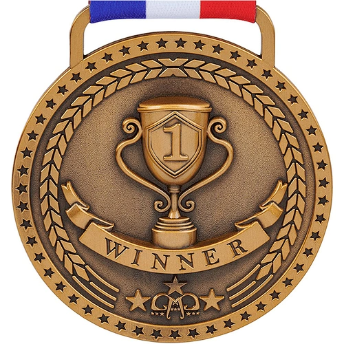 Cordón de poliéster con medallas deportivas de premio de fundición a presión 3D de latón dorado plateado antiguo personalizado de alta calidad