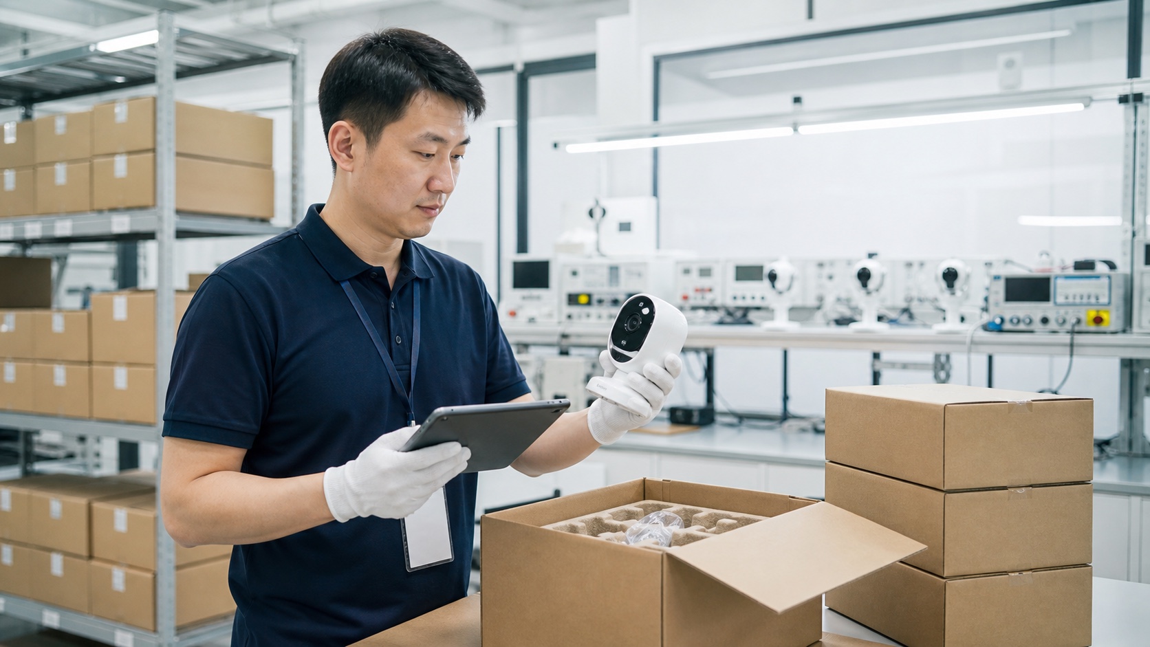 Third-party inspection of security camera samples before a B2B shipment