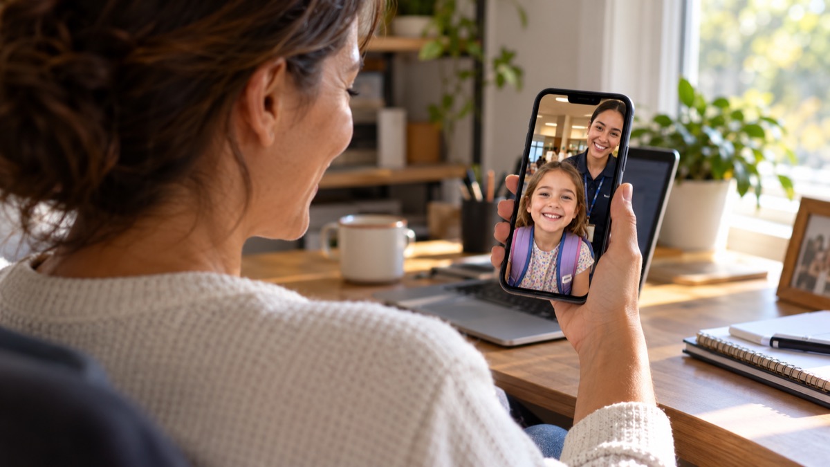Parent receiving a call connected through the child's QR tag