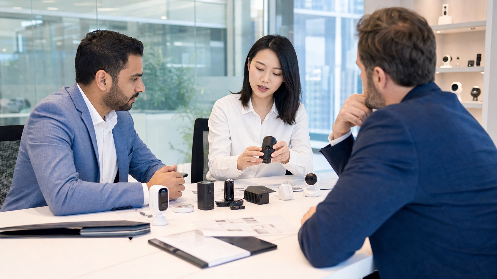 B2B buyer evaluating a security electronics sample before a first order