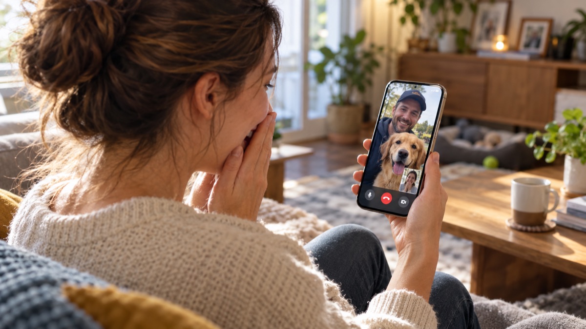 Remote pet owner viewing a browser-initiated call from a finder