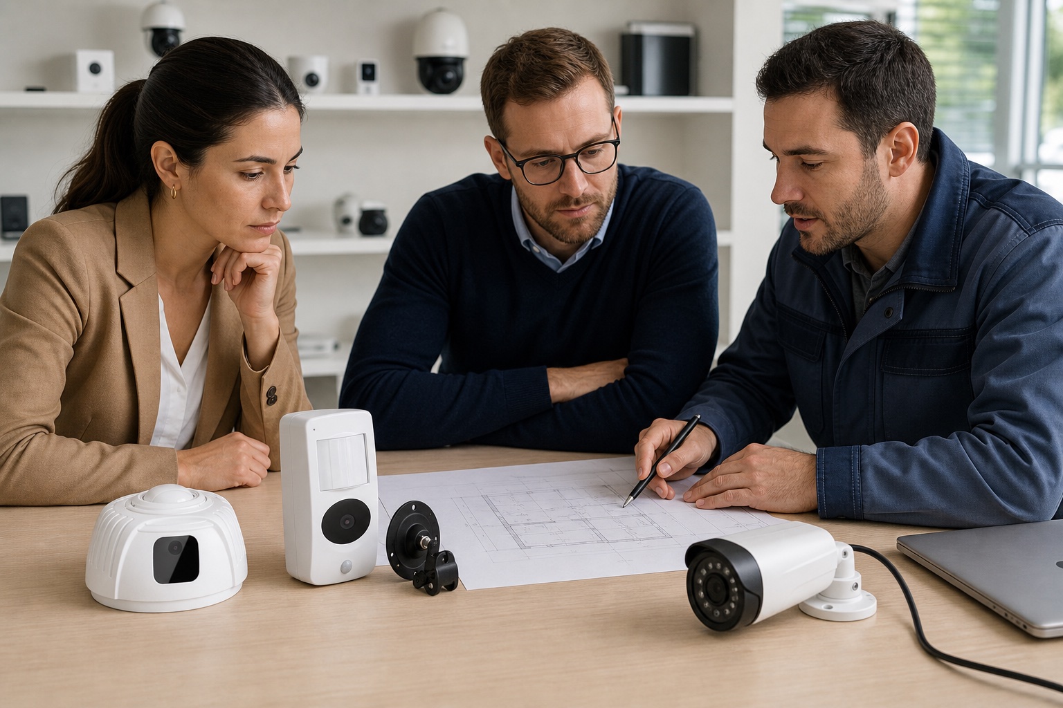 B2B security buyer reviewing battery and fixed-power camera deployment requirements before a sample order