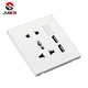 13A 1 gang  switch + multi function socket w/noen + 2 USB