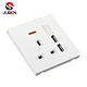 13A 1 gang  switch + socket w/noen + 2 USB