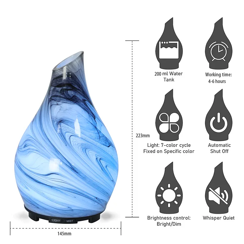 200ml Water Tank Glass Aroma Diffuser For Hotel SPA Bedroom
