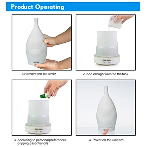 100ML Ceramic White Humidifier Aromatherapy 7 Colors Light