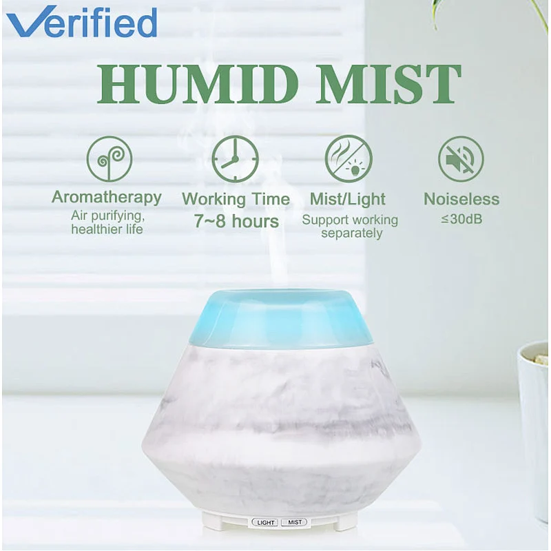 200ML Wood Grain Aroma Diffuser Night Light Aromatherapy