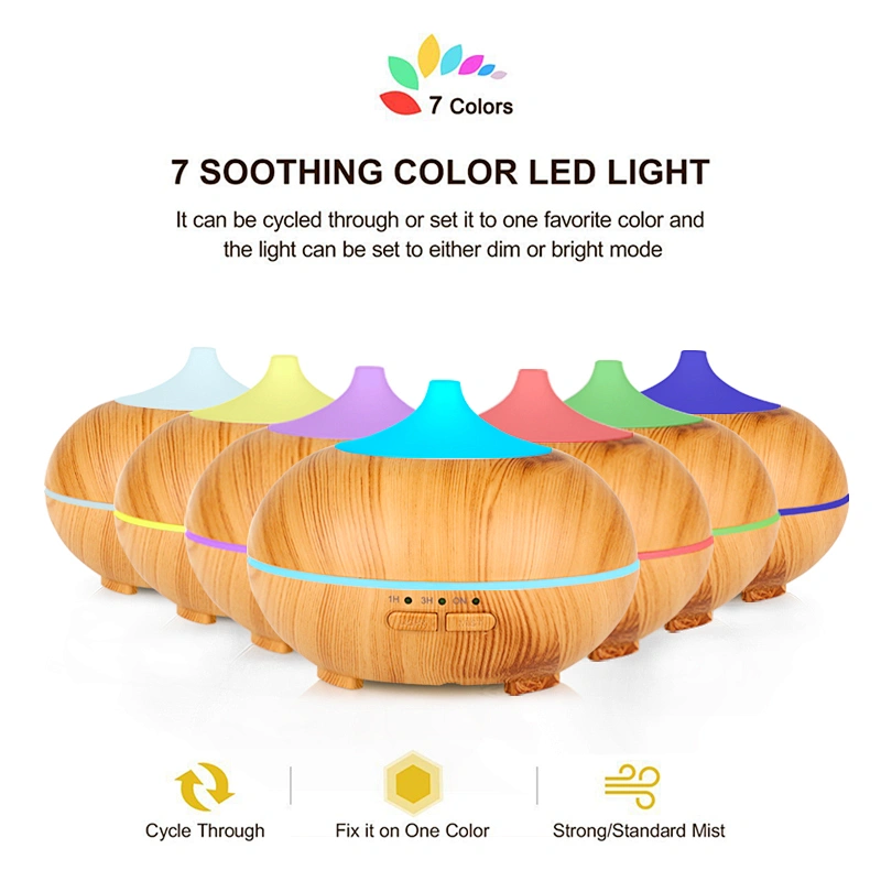 7 Colors Ultrasonic Humidifier Aroma Diffuser Humidifier 150ml Wood Grain Aroma Diffuser Mini Humidifier