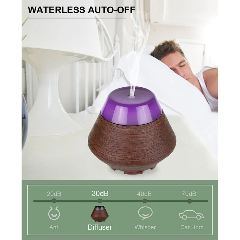 200ML Wood Grain Aroma Diffuser Night Light Aromatherapy
