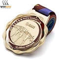 Custom Gold Marathon Running Medal - Unique Design for Sports Awards