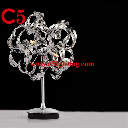 Stainless steel flower crystal hotel bedside table lamps light