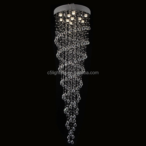 K9 large modern crystal chandelier chrome finished indoor modern luxury crystal pendant light lamp for stair style