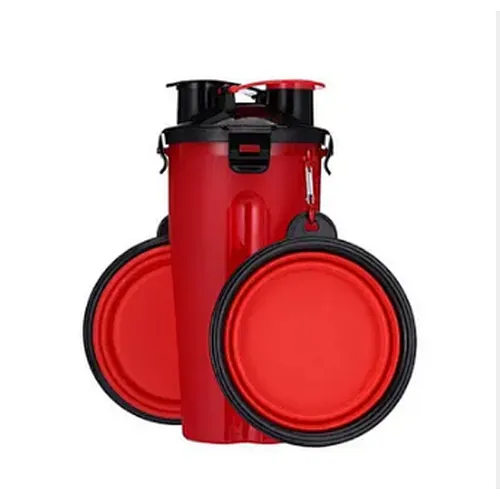 Wholesale Travel Pet Water And Food Bottle 2 In 1 Plastic Portable Dog Water Bottle With Bowl