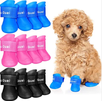 Summer dog rain shoes waterproof silicone dog rain boots pet shoes for dogs