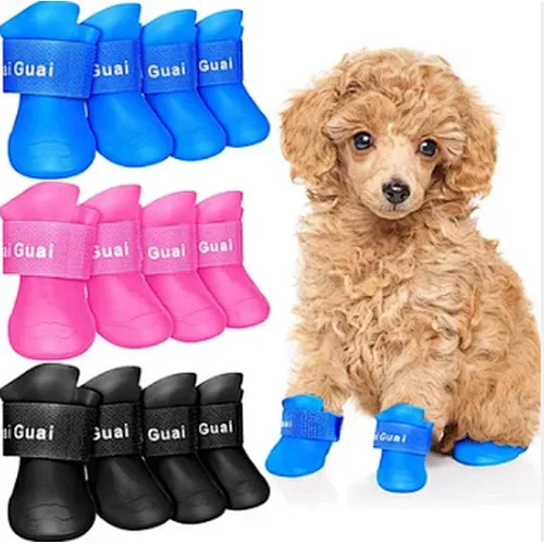 Summer dog rain shoes waterproof silicone dog rain boots pet shoes for dogs